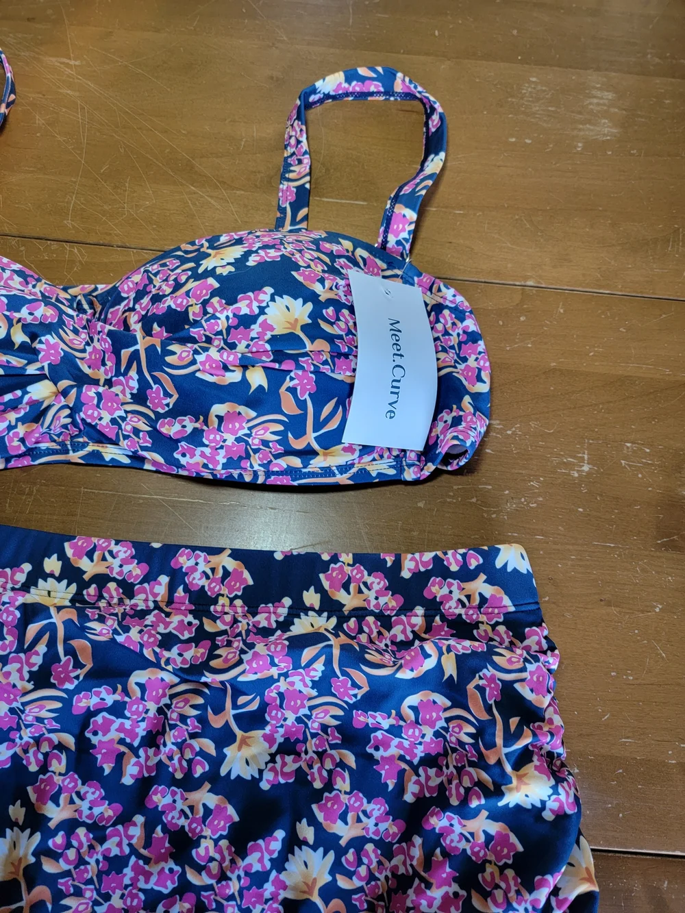 Two Piece Bikini Bandau Bra Top With Removable Straps High Waisted Skirtini 3X - Picture 11 of 15